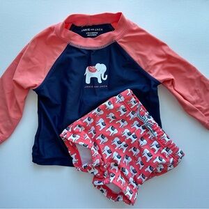 Janie and Jack Elephant Rash Guard Swim Set – 3-6M (Fits 0-3M)